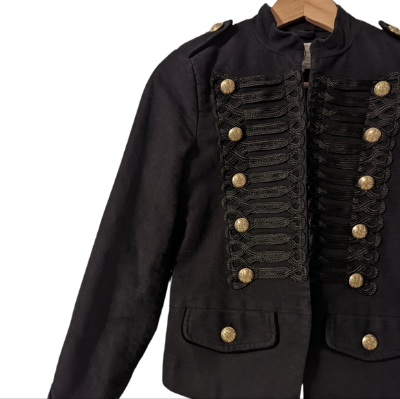 Gap Bloggers Fave Black Gold Military Cropped Band Tuxedo Blazer Jacket - Picture 6 of 11